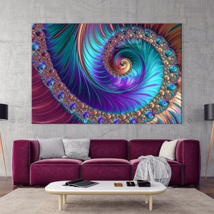 Colorful Lavender Peacock Abstract Art Peafowl Patterns in Purple Canvas Print Wall Art Canvas Ready to hang