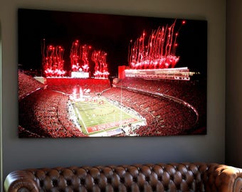 Ohio Stadium Fireworks Gallery Wrap Canvas Print Football Night Game Red Celebration Wall Art