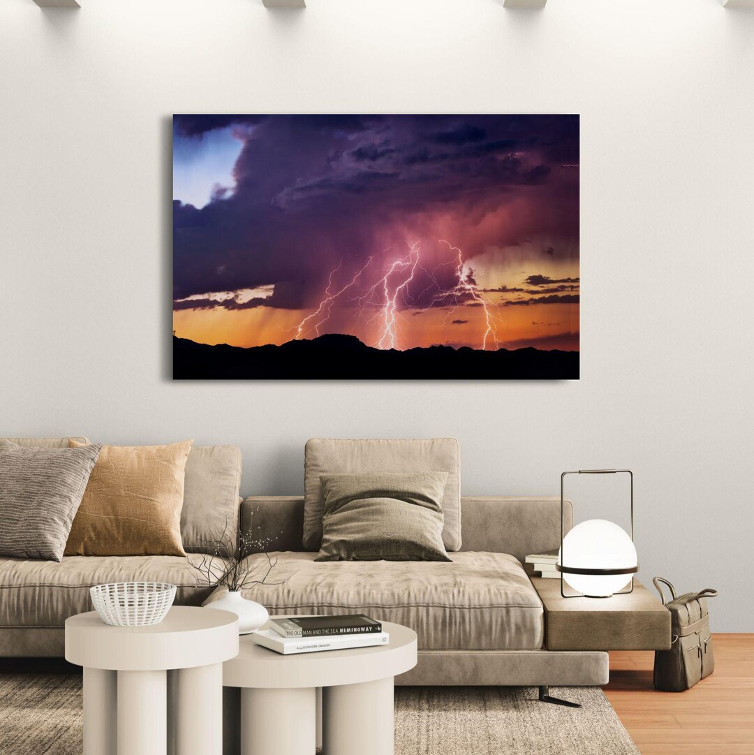 Lightning Storm Canvas Art Thunderstorm Nature Wall Decor Modern Gift ...