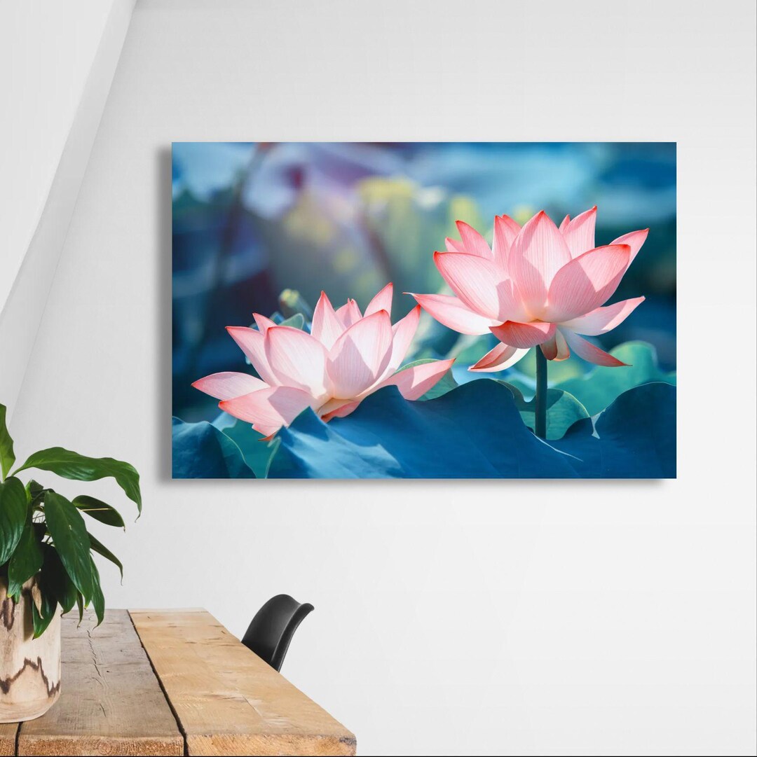 Pink Lotus Flower Print, Floral Wall Art, Serene Nature Decor, Ready to ...