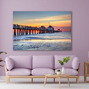 Naples Pier Sunset Canvas Print: Florida Beach Wall Art