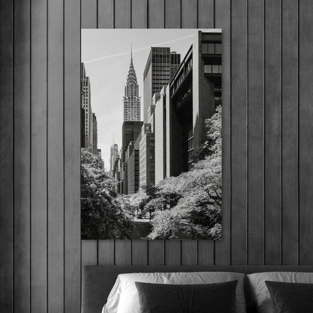 NYC Chrysler Building Art New York City Black and White Wall Decor ...