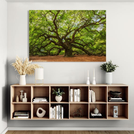 Majestic Angel Oak Tree Canvas Print: Elegant Wall Art
