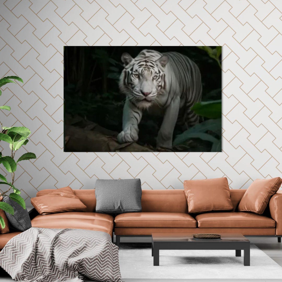 White Tiger Wall Art Jungle Canvas Print Nature Decor Gift Ready to ...