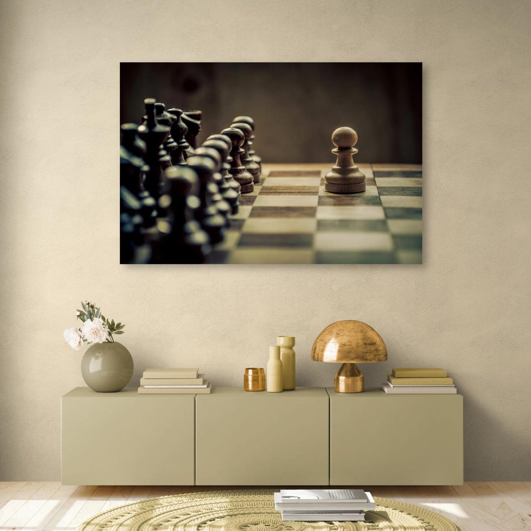 Chessboard With Figures Chess Player's Gift Canvas Print Wall Art ...