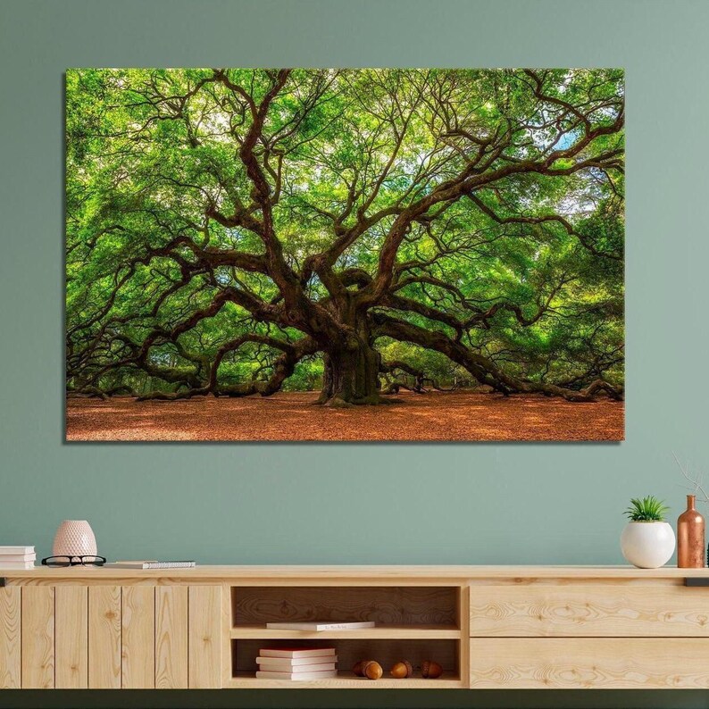 Majestic Angel Oak Tree Canvas Print: Elegant Wall Art image 2