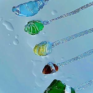 Große Grüne Seeglas Halskette