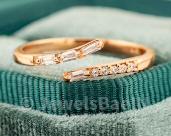 Diamond Wrap Ring Stackable Eternity Ring CZ Wedding Band Ring Minimalist Bridal Ring  Adjustable Wrap Ring Dainty CZ Rings 14K Gold Rings