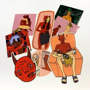 Officieel Polly Nor-vinylstickerpakket (inclusief duivel op stoel, demonenroken en demonen in spiegels) voor laptops, telefoons en waterflessen