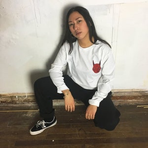 Polly Noch Teufel Kopf - Unisex Langarm Weißes T-shirt