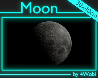 Luna, 30 x 40 cm, Imprimible / Decoración / Papel pintado / Render / Limpio / Descarga digital / 10 imágenes de la Luna