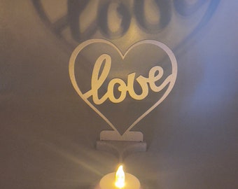 Shadow Casting Candle Holder, Modern Love LED Candle, Heart Home Decor Projection, Gift for Couples