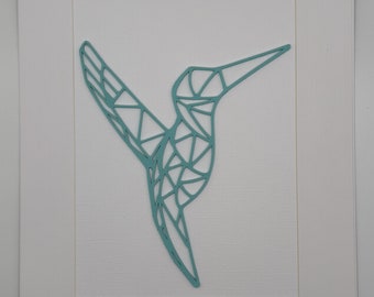 Geometric Hummingbird Wall Art, Minimalistic Animal Decoration, Modern Home Decor, Unframed A4 Picture, Hanging 3D Print, House Gift.