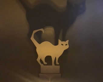 Spooky Halloween Candle Holder, Shadow Casting Cat, Home Decor Projection