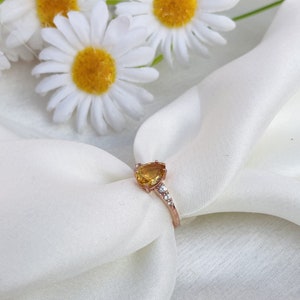 Citrine Ring 14K Rose Gold Plated-November Birthstone-Gift for Her-Women&#39;s Ring-Friendship Ring-Dainty Ring-Promise Ring-Engagement Ring