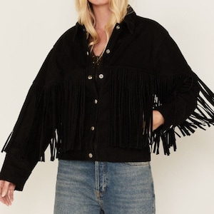Ladies Fringes Vintage Style Leather Jacket Suede Leather Jacket, Ladies Leather Jacket , Western Jacket- Gifts For Her