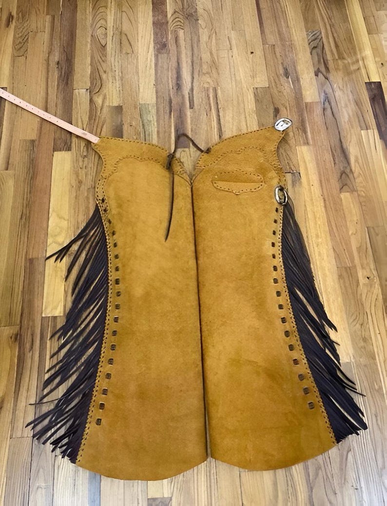 Native Chaps Men's Hand Crafted Native American Cowboy Style Suede Leather Pant ...