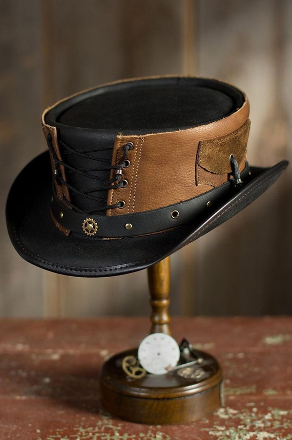 Gothic Rocker Top Hat Adult Black Brown Gothic Rocker Top Hat Adult Black Brown
