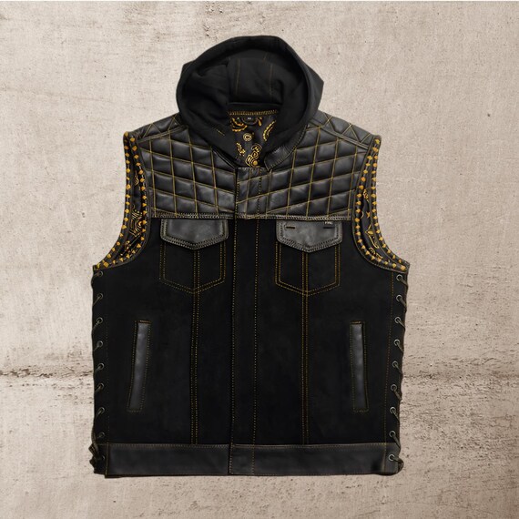 Leren clubvest heren diamant gewatteerd paisley leren vest, leren heren bikervest, motorrijder gilet-cadeau voor hem cadeau voor mannen - België
