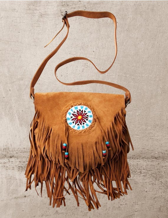 Leather Bag Western Boho Purse Leather Fringes Boho Purse Leather