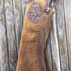 レザーチャップス　スエード　Western　Leather　Collection 女性用ハンドメイドウエスタンウェア スエードレザーチャップス