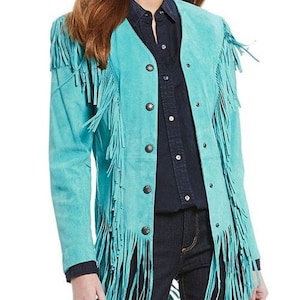 Women&#39;s Vintage Fringe Leather Jacket Suede Leather Jacket, Ladies Cowgirl Leather Jacket , Western Jacket- Gifts For Her