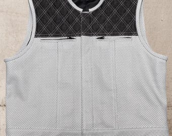 Männer weiße Leder Club Weste Rindsleder perforierte Lederweste Männer Biker Lederweste, Motorradfahrer Weste Geschenk für ihn Geschenk für Männer
