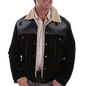 Men Vintage Denim Style Leather Jacket Suede Leather Jacket Men Cowboy Leather Jacket Country Side Western Jacket- Gifts For Him
