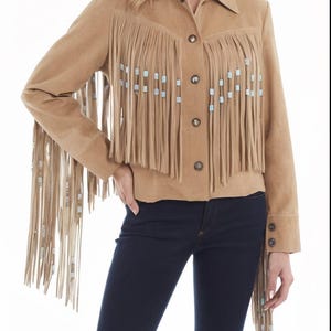 Ladies Jacket Fringes Style Leather Jacket Suede Leather Jacket, Ladies Leather Jacket Cowgirl Country Side Western Jacket- Gifts For Her