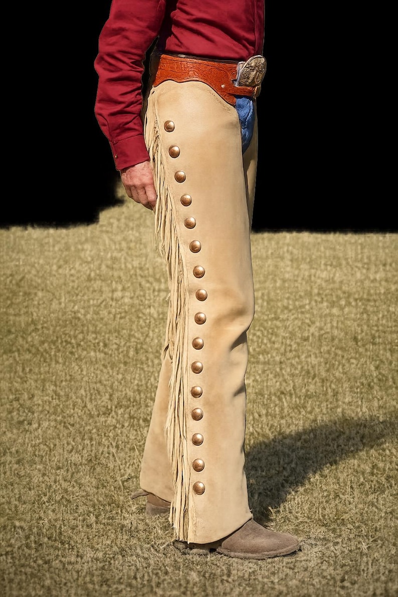Hand-crafted Suede Leather Western Chaps With Fringe – Cowboy Rodeo ...