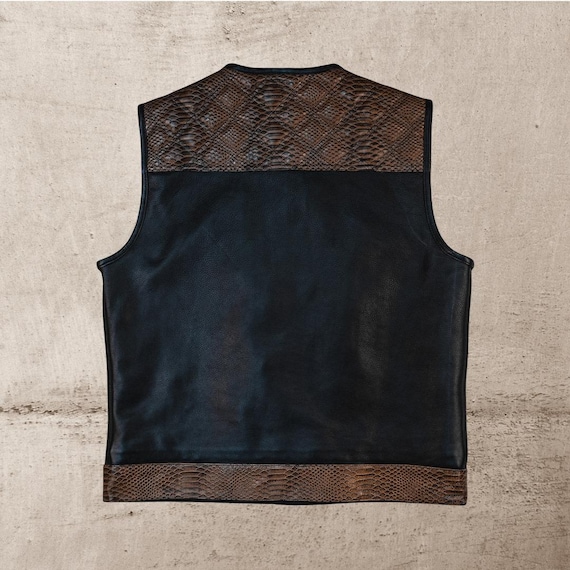 Leren vest heren biker, leren kutte met gespen, biker Leather Vest zwart, rundleren vest, clubvest, biker Leather Vest, lederen muts, muts (3XL, zwart