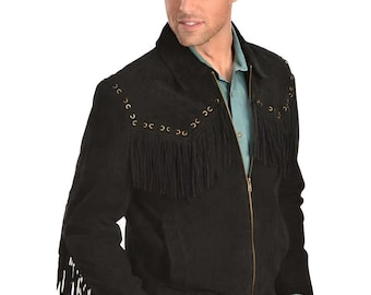Men Vintage Style Fringes Leather Jacket Suede Leather Jacket Men Cowboy Leather Jacket Red Indian Mountain Men Western Jacket Gift For Him