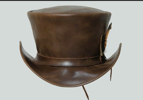 Brown leather top hat clearance