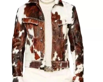 Giacca in pelle da uomo, giacca in pelle naturale, giacca in stile denim, giacca in pelle da cowboy da uomo, giacca fatta a mano - Regali per lui