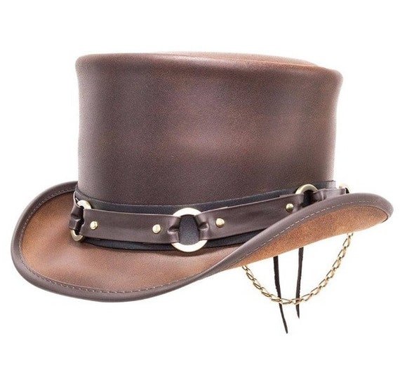 Brown Leather Chain Hat Amazon.com: Men main image 3