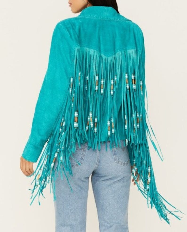 Women's Vintage Fringe Leather Jacket Suede Leather Jacket, Ladies