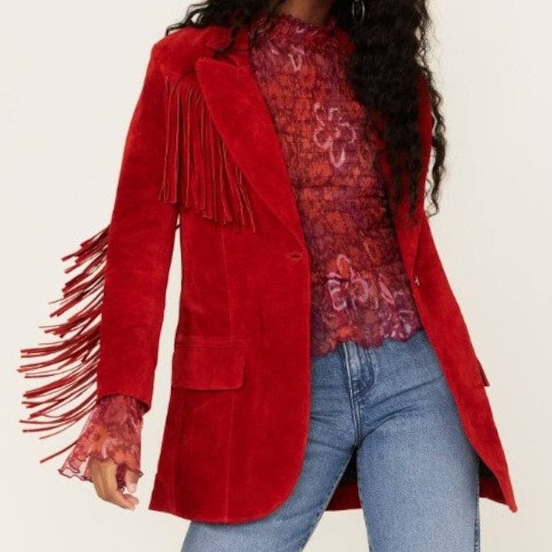 Polished Wood Candence Fringe Vegan Suede Jacket main image 1