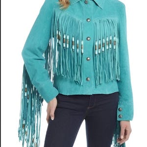 Women&#39;s Vintage Fringe Leather Jacket Suede Leather Jacket, Ladies Cowgirl Leather Jacket , Western Jacket- Gifts For Her