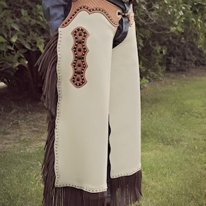 Hand Crafted Native American Cowboy Style Leather Pant Rodeo Style Chap Mountain Men Western Buck Leather Gifts For Men