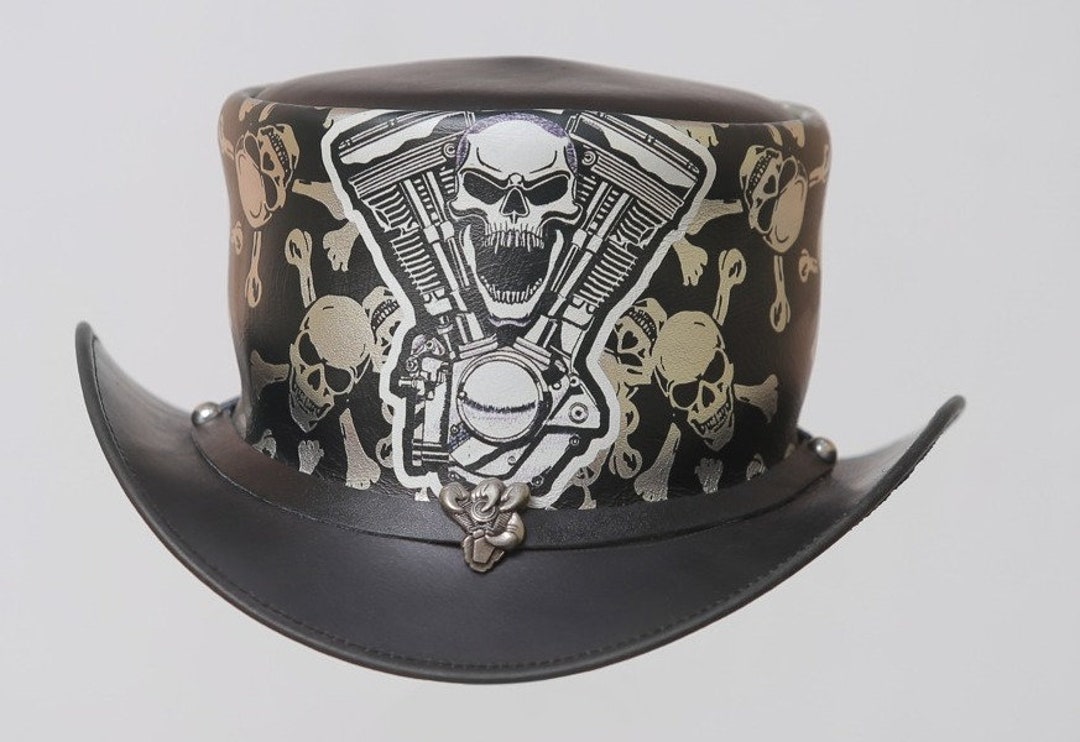 Premium Photo | A skull with a top hat and steampunk gears on it