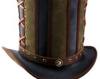 Schwarz Lederband Stil Zylinder Hut Handgefertigter Zylinder Steampunk Hut Gothic Hut / Steampunk Hut Geschenke für Ihn, Geschenke für Männer