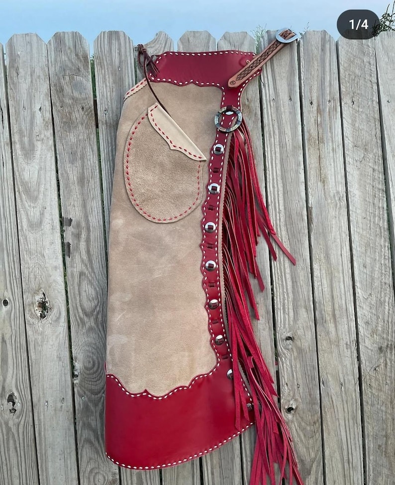 Native Chaps Unisex Hand Made Brown Native American Cowboy Style Suede Leather Pants ...