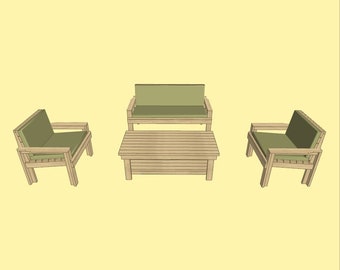 DIY Sofa Plan, patio seating, Patio Furniture Plan, DIY Plans, Sitting group, Outdor Furniture Plan, wooden sofa, patio seat plan
