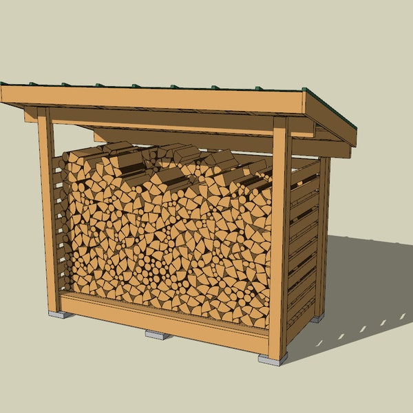 Firewood Shed Plans  4’x 8’ (122cm x 244 cm), DIY Firewood plan