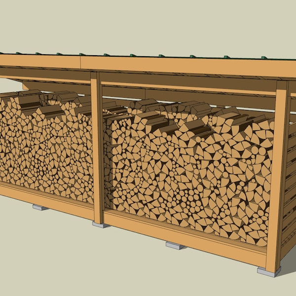 Firewood Shed Plans  4’x 16’ (122cm x 488 cm), DIY Firewood plan