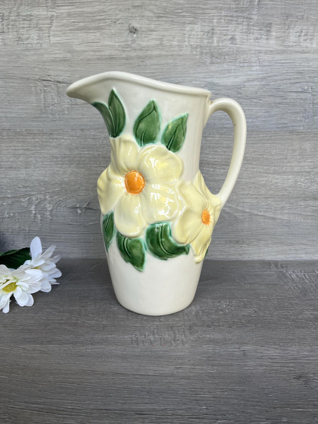 HOLLAND MOLD Ceramic Pitcher, Floral Pattern, Vintage Ceramic Pitcher ...
