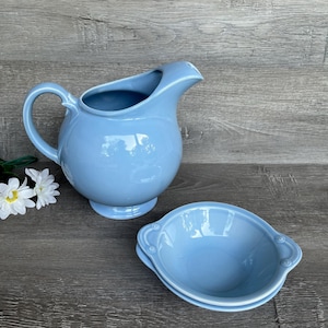 LURAY PASTELS BLUE Pitcher or Two Small Bowls, 1938-1960&#39;s Vintage Mid Century Modern Ceramic Dinnerware by Taylor, Smith & Taylor, Choice: