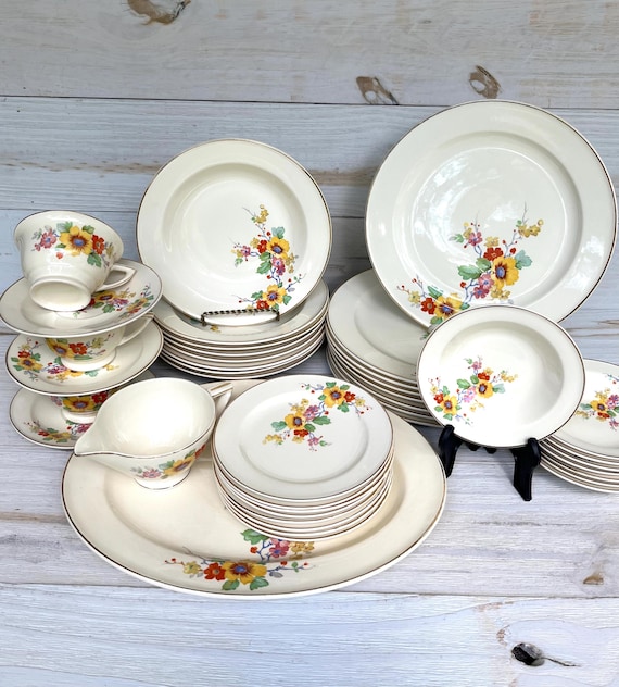 Vintage Knowles China: Hostess Floral Dinnerware, Made in USA