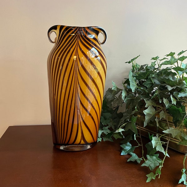 Yellow Stripe Vase Etsy