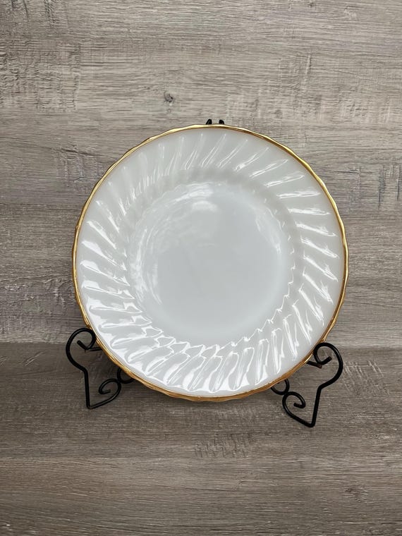 FIRE KING SWIRL ゴールドトリムプレート、プラッター、ボウル